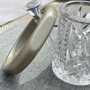 Chunky platinum colored vintage squared off bangle bracelet